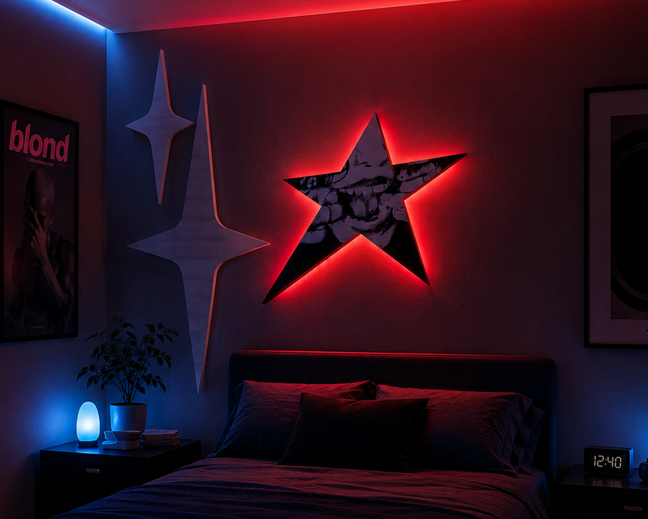 Star Graphic Epoxy Wall Art with LED Backlight